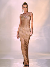 Aminah Crystal Printed Mesh Maxi Dress