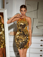 April Embellished Mini Dress In Gold