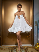 Barrett Embellished Ruched Mini Dress In White