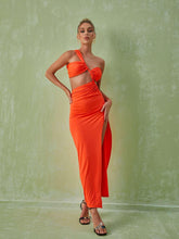 Berenice One Shoulder Cutout Maxi Dress In Orange