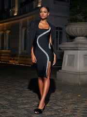 Beyonce Crystal Bandage Midi Dress