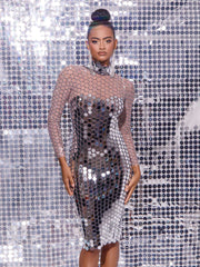 Brecken Long Sleeve Embellished Midi Dress