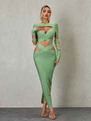 Brinly Long Sleeve Cutout Bandage Dress