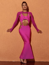 Bronwyn Long Sleeve Cutout Split Maxi Dress