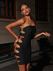 Calandra Strapless Cutout Bandage Dress In Black