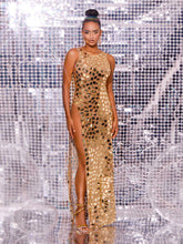 Casen Embellished Split Maxi Dress In Gold