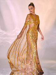 Chana Sequin Crystal Mesh Maxi Dress