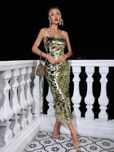 Concepcion Spaghetti Sequin Midi Dress