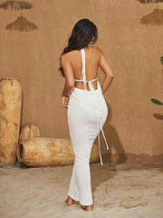 Egypt Backless Maxi Dress In White