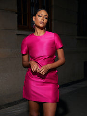 Elsbeth Short Sleeve Bowknot Mini Dress