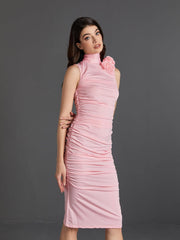 Fionnuala Flower Ruched Midi Dress