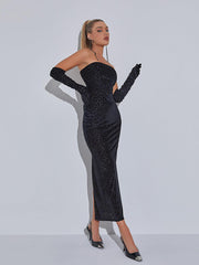 Gianna Leopard Print Bodycon Maxi Dress With Gloves