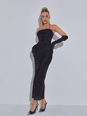 Gianna Leopard Print Bodycon Maxi Dress With Gloves