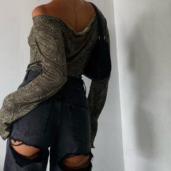 Presto Open Front Flare Sleeve Ruffled Top