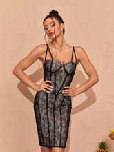 Harlow Lace Bandage Dress In Black