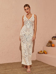 Henrik V Neck Hollow Maxi Dress