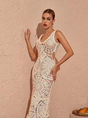 Henrik V Neck Hollow Maxi Dress