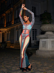 Ishi Off Shoulder Maxi Dress In Multi