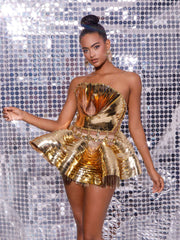 Jahdiel Strapless Crystal Fringe Mini Dress