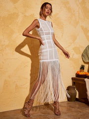 Julie Bustier Fringed Midi Dress