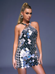 Jupiter Chainmail Mini Dress In Silver