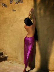 Kalani Metal Mesh Maxi Dress In Hot Pink