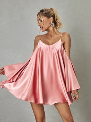 Kellyanne Spaghetti Satin Mini Dress
