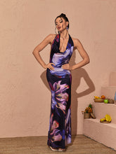 Khaleesi Halterneck Floral Printed Maxi Dress