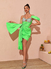 King Crystal Chain Sequin Mini Dress