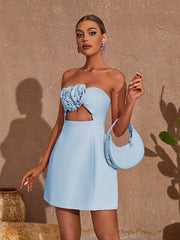 Kinsley Strapless Cutout Mini Dress In Blue