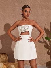 Kinsley Strapless Cutout Mini Dress In White