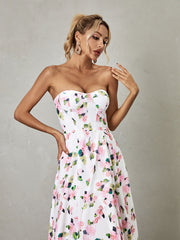 Kizzy Strapless Floral Split Maxi Dress