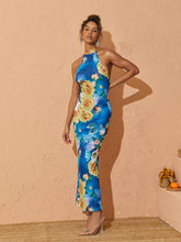 Maemi Halterneck Printed Maxi Dress