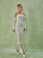 Malti Off Shoulder Fringe Maxi Dress