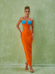 Margaux Embellished Cutout Maxi Dress In Orange