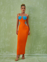 Margaux Embellished Cutout Maxi Dress In Orange