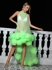 Marsali Mesh Maxi Dress In Green