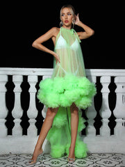 Marsali Mesh Maxi Dress In Green