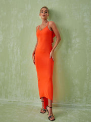 Marzia Backless Maxi Dress In Orange