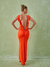 Marzia Backless Maxi Dress In Orange