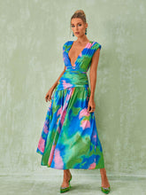 Monique Plunge Neck Split Printed Dress