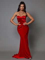 Natalia Strapless Velvet Maxi Dress