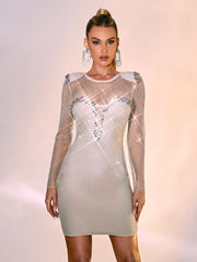 Paloma Mesh Rhinestone Bandage Dress