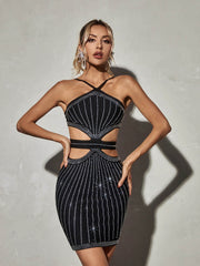 Rashana Cutout Rhinestone Bandage Dress