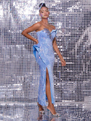 Rowan Strapless Sequin Crystal Maxi Dress