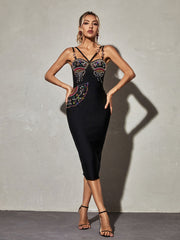 Rowen Embellished Bandage Midi Dress