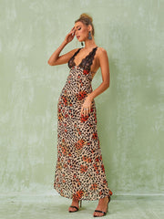 Svea Lace Leopard Printed Maxi Dress