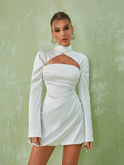 Sybil Satin Mini Dress In Ivory