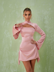Sybil Satin Mini Dress In Pink