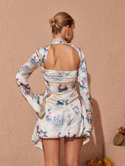 Sybil Satin Printed Mini Dress